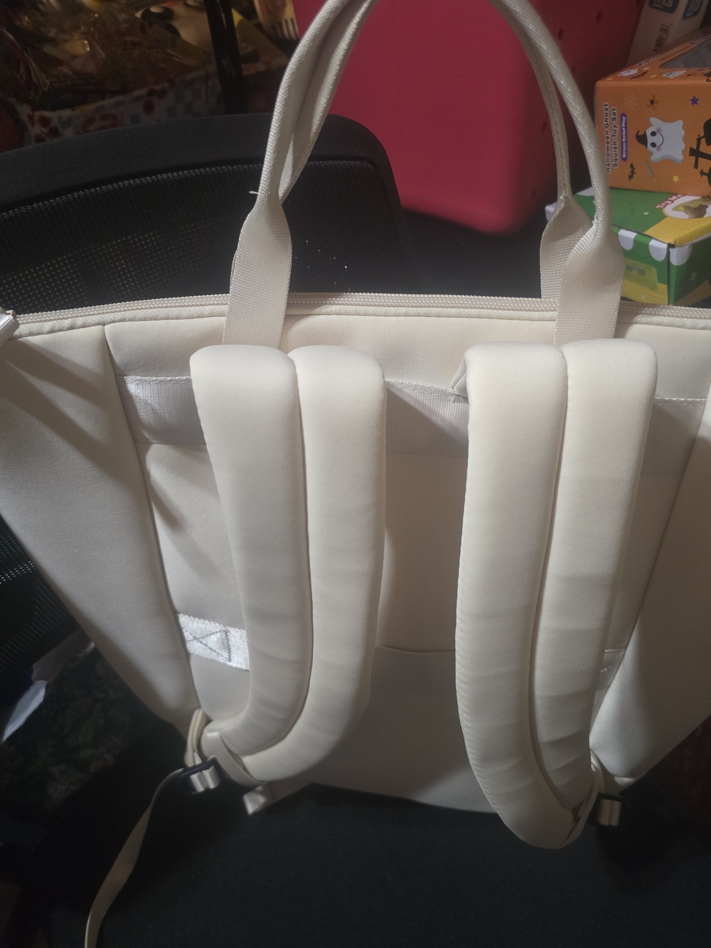 all in motion Cream Convertible Tote Backpack with Front Zip Pocket - Picture 3 of 5